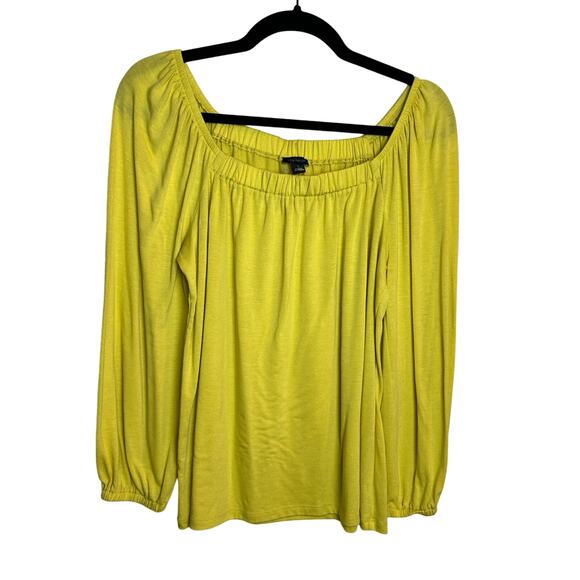 Ann Taylor Yellow Blouse Square Neckline Elastic Hem Size Small - Picture 1 of 8